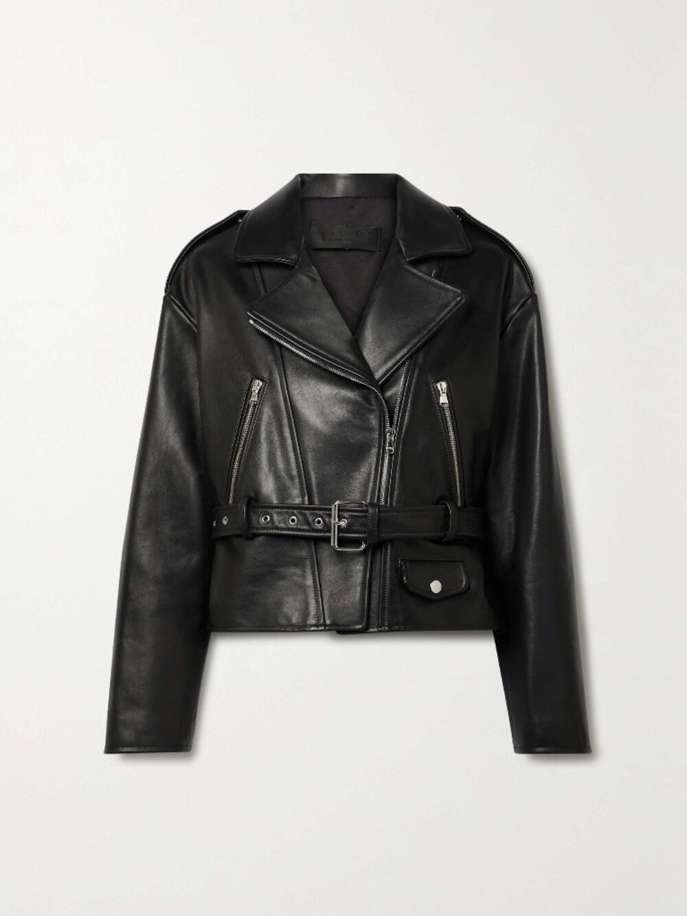 NWT Nili Lotan Aurelie Black Leather Moto Jacket | Asymmetric Zip | Size M